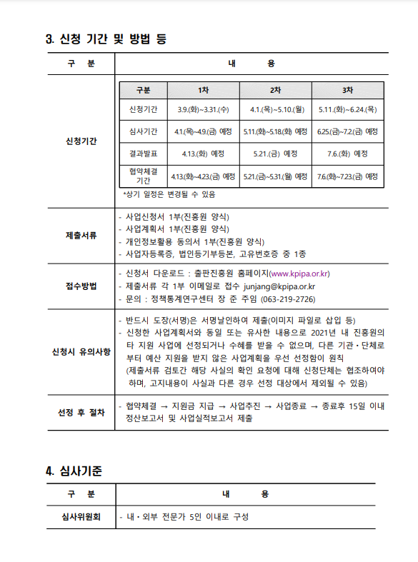2021년 출판단체 지원 사업 공고
