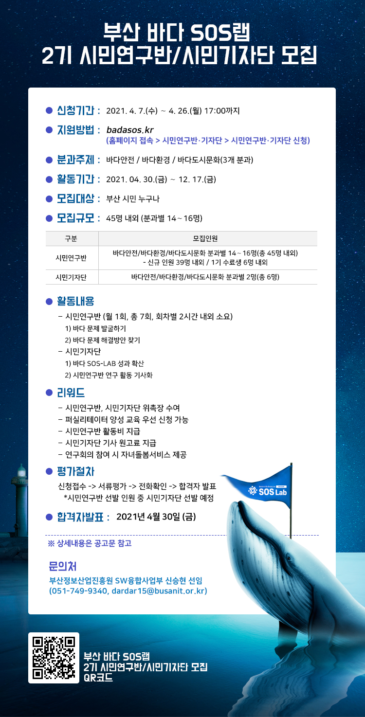 부산 바다 SOS랩 2기 시민연구반 및 기자단 모집
